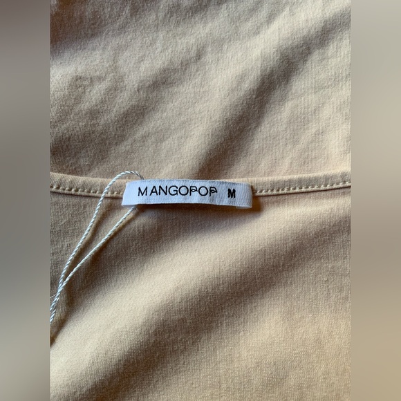 Mangopop Beige/Cream Long Sleeve Bodysuit, Square Neckline, Women’s Size MED - Picture 3 of 3